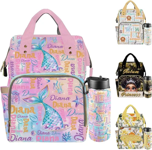 Miniatura 29 de Mochilas personalizadas con nombre personalizado para bebé, bolsa de pañales con monograma con bolsillos térmicos para adultos y niños, impermeable