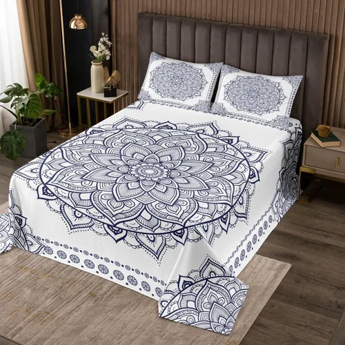 Miniatura 15 de Erosebridal Juego de colcha de mandala rosa tamaño individual para niñas y mujeres, juego de ropa de cama floral hippie juego de colcha estética