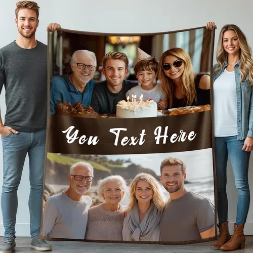 Miniatura 29 de Mantas personalizadas con 1 foto y texto impreso en Estados Unidos Manta personalizada con imagen de 30 x 40 pulgadas Mantas personalizadas
