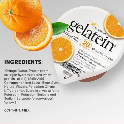 Miniatura 4 de Gelateína Naranja: 0.71 oz de proteína. Sin azúcar. Ideal para dietas de líquidos claros, dificultades para tragar, bariátrica, diálisis