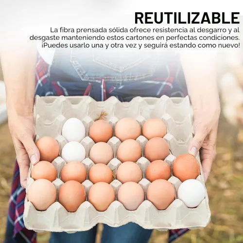 Miniatura 6 de MT Products Cartones planos de fibra de pulpa con capacidad para 30 huevos, caja de huevos para granja de pollos - Fabricado en los Estados Unidos