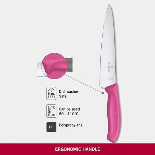 Miniatura 4 de Victorinox Swiss Classic, Cuchillo de trinchar, hoja extraafilada, borde recto, 7.5 in, mango de plástico, acero inoxidable, rosa