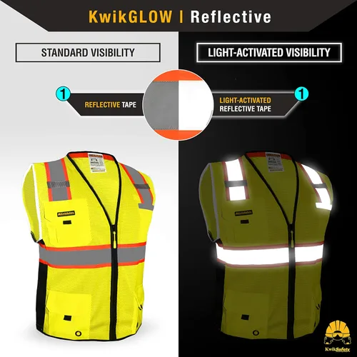 Miniatura 3 de KwikSafety - Chaleco de Seguridad BIG KAHUNA Edición Base y Edición Limitada Chaleco Reflectante Clase 2 ANSI OSHA para Hombre Amarillo
