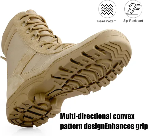 Miniatura 7 de QUNLON Botas militares tácticas para hombre, con cremallera lateral, ligeras, 8 pulgadas, botas de motocicleta de combate militar para trabajo