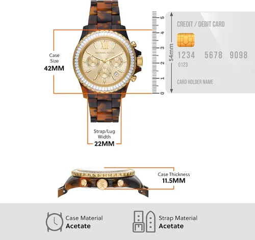 Miniatura 5 de Michael Kors Everest - Reloj de cuarzo con cronógrafo de acero inoxidable