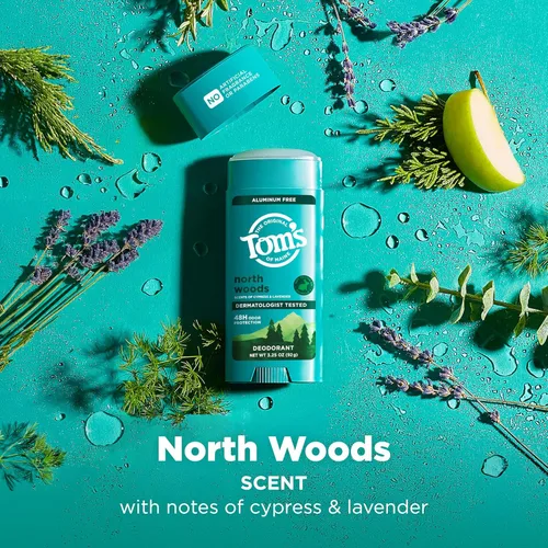 Miniatura 4 de Tom's of Maine North Woods - Desodorante natural sin aluminio para mujeres y hombres, se aplica transparente, protección contra olores y humedad