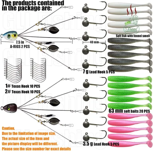 Miniatura 2 de 5 Arms Alabama Rig Fishing Lure, Umbrella Rig with Spinner for Striper, A-Rig for Boat Trolling Frashwater/Saltwater, with Soft Swimbait and Hooks