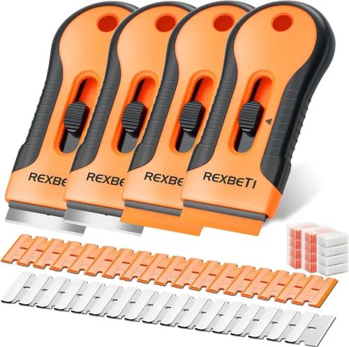 Miniatura 11 de REXBETI Herramienta raspadora de cuchillas de afeitar, juego de 2 raspadores de afeitar con 80 cuchillas de afeitar adicionales, 30 piezas de metal