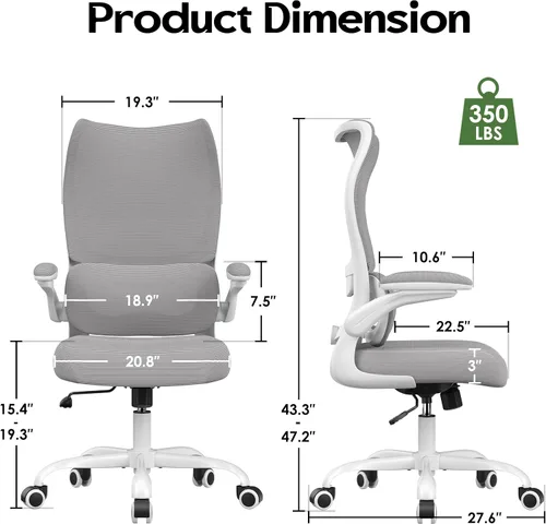 Miniatura 3 de Silla de oficina ergonómica de escritorio, cómoda silla de oficina de malla con respaldo alto con ruedas de apoyo lumbar, sillas de oficina