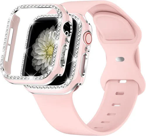 XYF Compatible con correas rosas de Apple Watch de 1.732 in, 1.772 in, 1.811 in, 1.654 in, 1.772 in, 1.575 in, 1.496 in, 1.929 in, correa de
