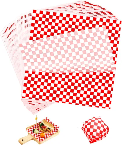 Miniatura 8 de 120 hojas de papel encerado de 12 x 12 pulgadas, cesta de comida para sándwich, forros de hojas de papel encerado a cuadros para envolver pan
