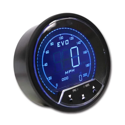 Miniatura 5 de MOTOR METER RACING Serie EVO 85mm 3-3/8" Velocímetro GPS Digital de 200 MPH LED Azul Rojo Blanco Verde Retroiluminación Función de Advertencia