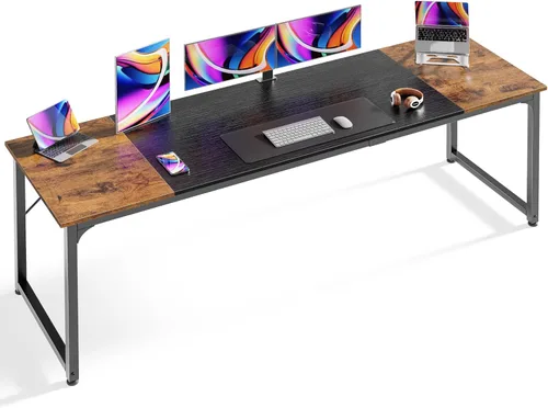 Miniatura 19 de Huuger - Escritorio de oficina moderno y sencillo, escritorio para juegos de 40 pulgadas con almacenamiento, marco de metal negro, amplio espacio