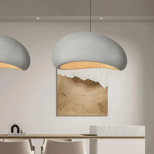 Miniatura 2 de Luces colgantes modernas de poliestireno, lámpara japonesa de resina en forma de nube Wabi-sabi para colgar en el techo, lámpara de cable ajustable