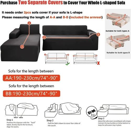 Miniatura 6 de MIPOPS Funda de sofá, funda de sofá elástica para sofá seccional, protector de muebles para muebles, sofás para mascotas, niños, perros y gatos Rojo