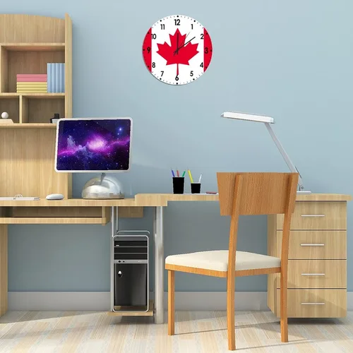 Miniatura 3 de Cheyan Reloj de pared con bandera de Canadá de 12 pulgadas, silencioso, sin tictac, de PVC, funciona con pilas, reloj redondo decorativo, regalo