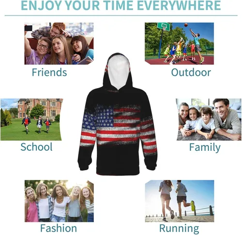 Miniatura 6 de AuHomea Sudadera de forro polar con capucha de mezcla de algodón, sudadera con capucha de felpa para adolescentes, niños y niñas