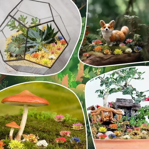 Miniatura 5 de 288 Piezas Mechones de Césped Estático Racimo de Flores Grupos de Vegetación Autoadhesivos Mechones de Césped de Modelo Artificial DIY Racimo