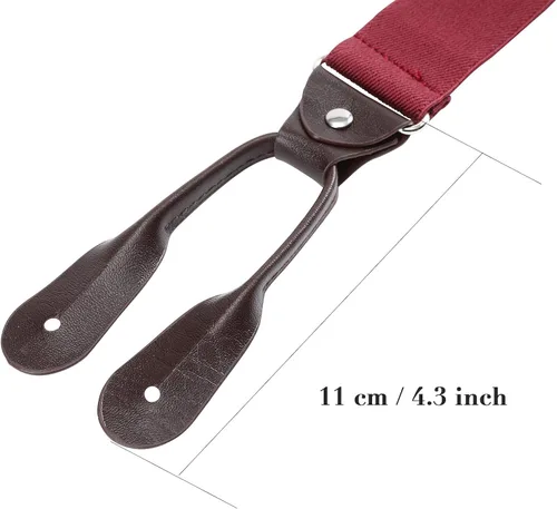 Miniatura 9 de AWAYTR Tirantes de botón marrón para hombre, tirantes elásticos ajustables en forma de Y