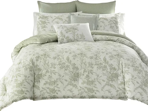 Miniatura 6 de Laura Ashley - Juego de edredón individual, ropa de cama de algodón suave y reversible, peso medio para comodidad durante todo el año, juego de cama