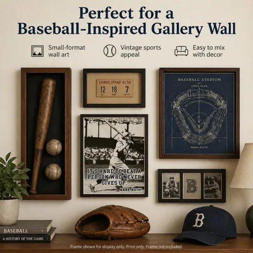 Miniatura 7 de Babe Ruth It's Hard Baseball Quote - Impresión sin marco de 11 x 14 pulgadas, arte de pared deportivo vintage, póster inspirador de béisbol