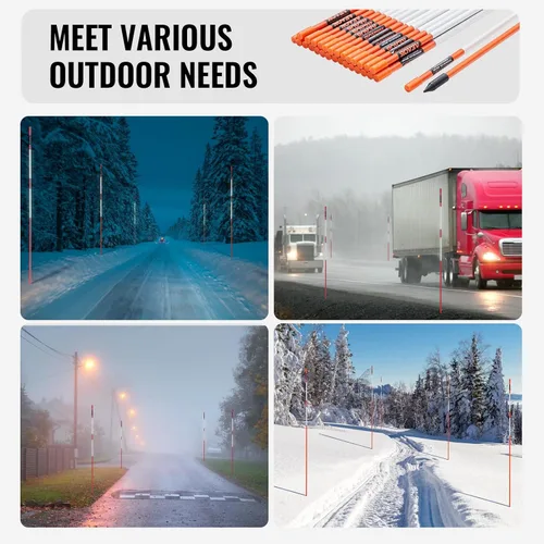 Miniatura 6 de VEVOR Marcadores de entrada, 50 PIEZAS 48 pulgadas, 0.31 pulgadas de diámetro, postes de fibra de vidrio naranja con cinta reflectante para nieve