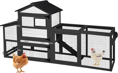 Gallinero para 2-4 pollos expandible casa de pollo móvil para exteriores con ruedas, bandeja extraíble sin fugas, caja de anidación para gallinero