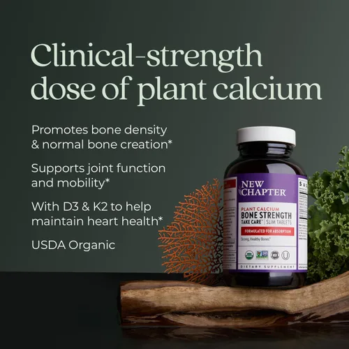 Miniatura 3 de Suplemento de calcio New Chapter - Calcio de origen vegetal USDA orgánico para la fuerza ósea con magnesio, vitamina D3+K2, para la salud ósea