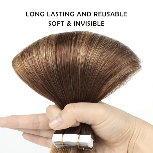 Miniatura 5 de Sassina Extensiones de Cabello Humano con Cinta Negro Azabache 12 Pulgadas 30g/paquete 20pcs Liso Sin Costuras Trama de Piel Extensiones de Cabello