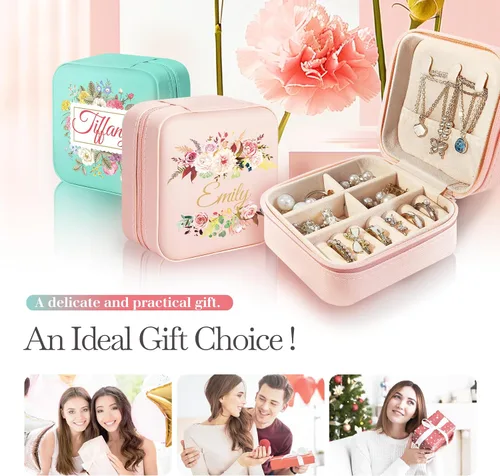 Miniatura 7 de Caja de Joyería Caramel Sweet Life Organizador de Joyas Personalizado Regalos para Mamá Pequeño Estuche de Joyería de Viaje con Diseño de Roseta