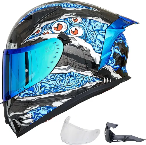 Miniatura 11 de ILM - Casco completo de motocicleta con Pinlock compatible con viseras y aletas transparentes y tintadas, casco para Street Bike y Motocross