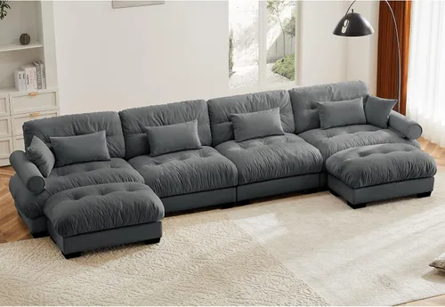 Miniatura 23 de Otomana beige para sofá modular modular, sofá individual, asiento otomano para sofá modular convertible, sofás de terciopelo para sala de estar