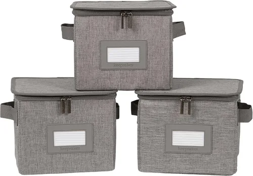 Miniatura 109 de Covermates Keepsakes - Juego de cajas de almacenamiento con cierre de cremallera, paquete de 3 cubos organizadores de poliéster resistente, diseño
