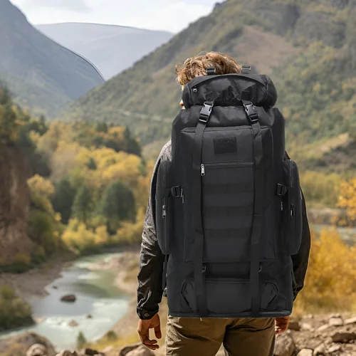 Miniatura 7 de Mochila de senderismo W WINTMING para hombres 70L/100L, mochila de campamento, mochila militar Molle, paquete de asalto de 3 días para escalada