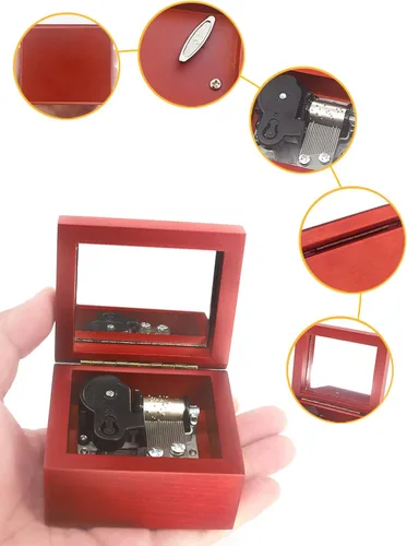 Miniatura 2 de Sinzyo Caja de Música de Madera Tallada de Cuerda Caja Musical Regalo para Navidad, Cumpleaños, Día de San Valentín