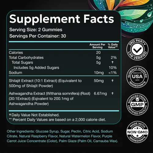 Miniatura 3 de Gomitas potenciadoras de libido femenina para mujeres, reductor de cortisol y suplemento para aliviar el estrés con shilajit y ashwagandha