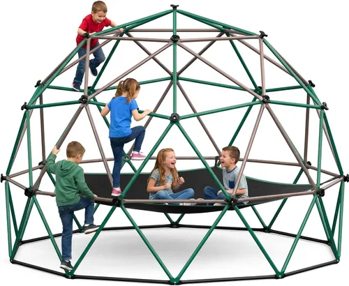Hapfan Cúpula de escalada de 6.5 pies de alto con hamaca, gran gimnasio de la jungla para niños al aire libre, barras de mono resistentes, juguetes