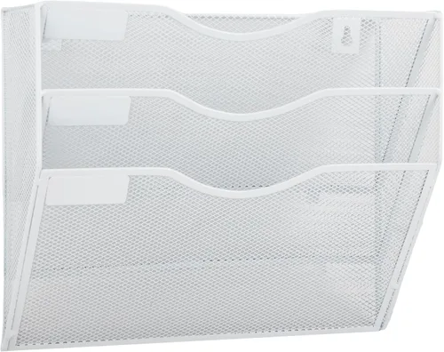 Miniatura 18 de EASEPRES Organizador de archivos de malla de 3 bolsillos para colgar en la pared, carpeta de papel para correo montada en la pared, organizador