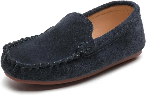 Mocasines de gamuza para niñas y niños, ligeros, antideslizantes, zapatos de barco casuales, zapatos de vestir