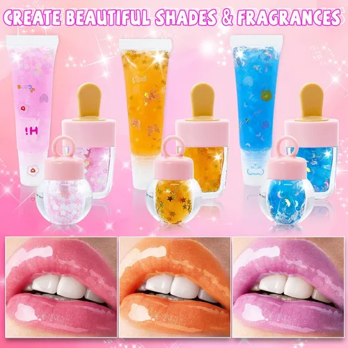 Miniatura 5 de WhizToys Kit de fabricación de brillo de labios de 74 piezas, haz tus propios brillos de labios hidratantes, esmalte hecho a mano con purpurina