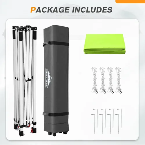 Miniatura 177 de EAGLE PEAK Tienda de campaña desplegable con bolsa de transporte con ruedas, 8 estacas, 4 cuerdas, 4 bolsas de peso, toldo de tienda de campaña