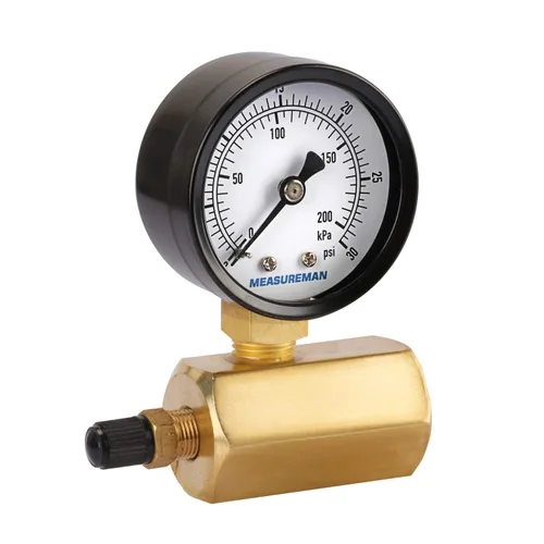 Miniatura 2 de MEASUREMAN Conjunto de medidor de presión de gas de latón de 2", conexión FNPT de 3/4", 0-30 psi/kpa, +/-3-2-3% de precisión