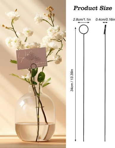 Miniatura 6 de Avsty 30 tarjeteros florales con púas de alambre para bodas, soporte de clip de fotos de metal, soporte para números de nombre de mesa, soporte