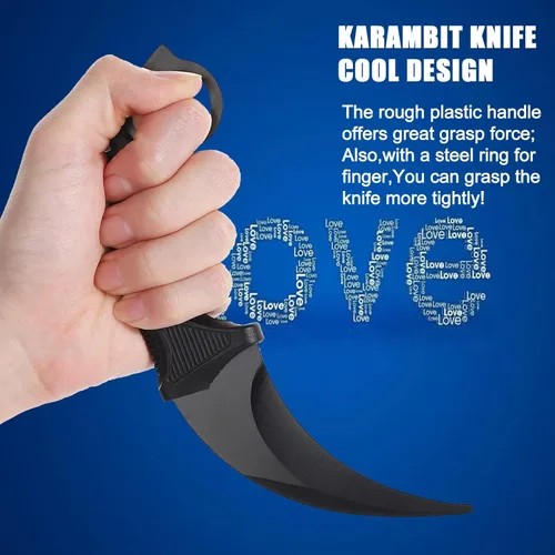 Miniatura 4 de TOPOINT Cuchillo Karambit, cuchillo de hoja fija de acero inoxidable con funda y cuchillo de cordón CS-GO para caza, campamento y supervivencia