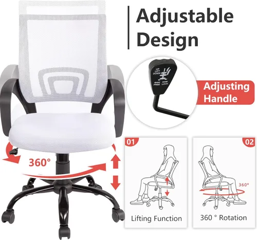 Miniatura 4 de PayLessHere Silla de Oficina para Computadora Ergonómica Económica Silla de Escritorio Ajustable Cómoda de Respaldo Medio con Ruedas Giratoria