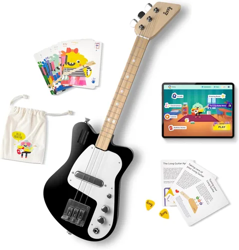 Loog - Guitarra eléctrica mini para niños principiantes, con amplificador incorporado, a partir de 3 años, aplicación de aprendizaje y lecciones