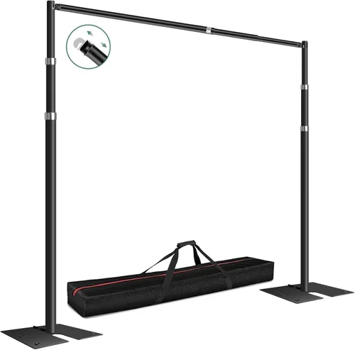 Miniatura 8 de FUDESY Kit de soporte de tubo y cortina, marco de fondo de metal ajustable resistente de 10 x 10 pies para fotografía, fiestas de boda, decoración