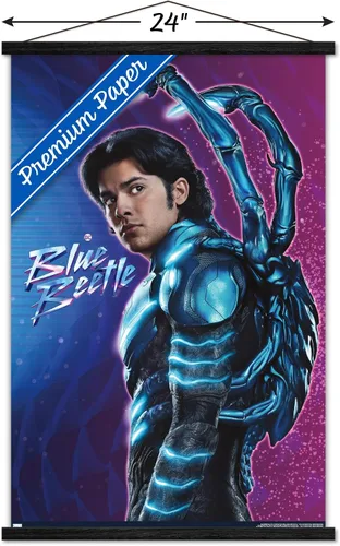 Miniatura 3 de Trends International DC Comics Movie Blue Beetle - Póster de pared con marco magnético, 34 pulgadas de largo x 22.4 W, impresión premium y colgador