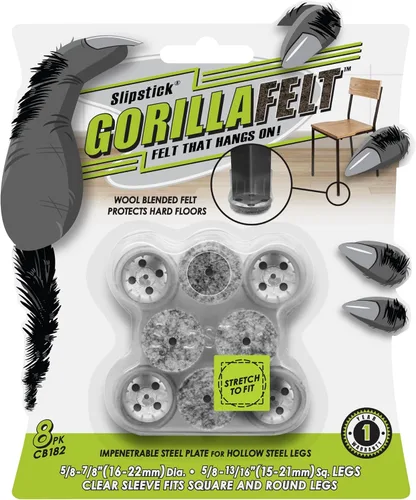 Slipstick GorillaFelt Protectores de Patas de Silla de Felpa para Pisos de Madera, Fundas de Felpa Transparentes Claras para Muebles Que Se Quedan,