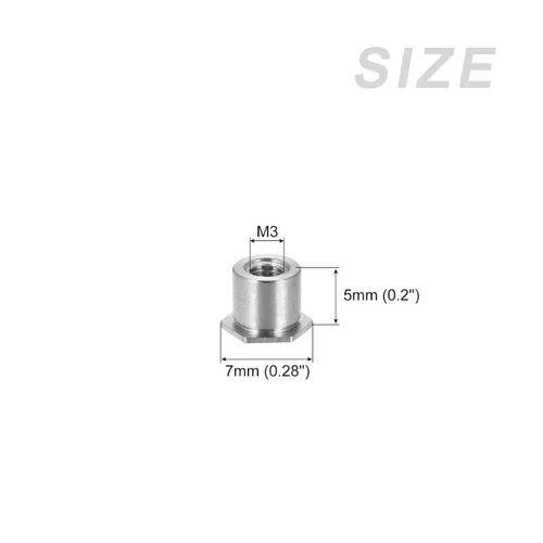 Miniatura 2 de METALLIXITY Tuercas autoadhesivas (M3), 100 unidades, cabeza hexagonal de acero al carbono, tuercas de inserción roscadas, para sujetadores